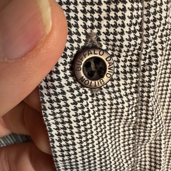 Vintage Buffalo David Bitton‎ Men's Houndstooth Button Up Shirt Gray/Black M - Picture 7 of 14